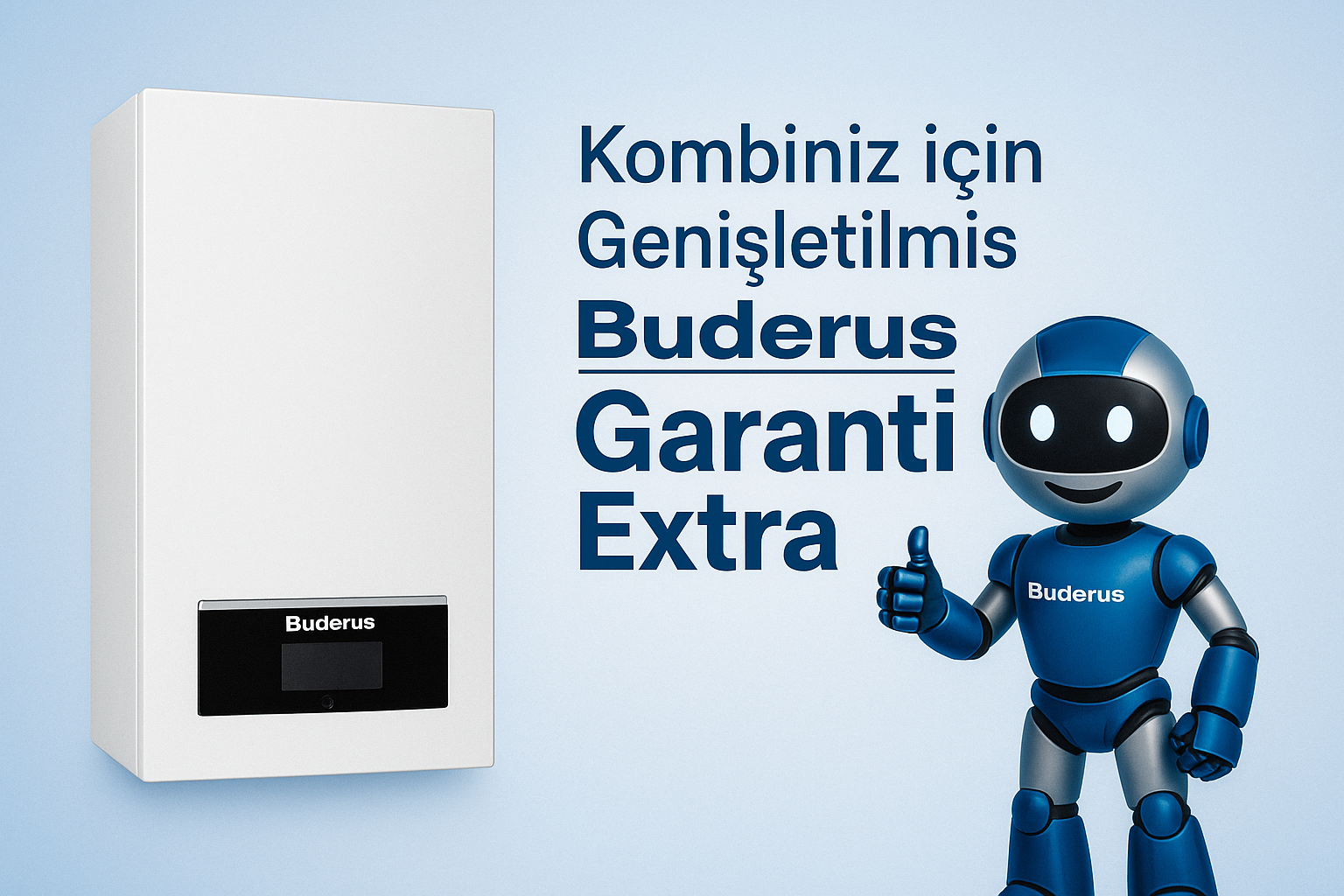 Buderus Garanti Extra Nedir – Buderus kombiler için mekanik tesisat ve su kalitesi kaynaklı arızalara karşı genişletilmiş garanti görseli.